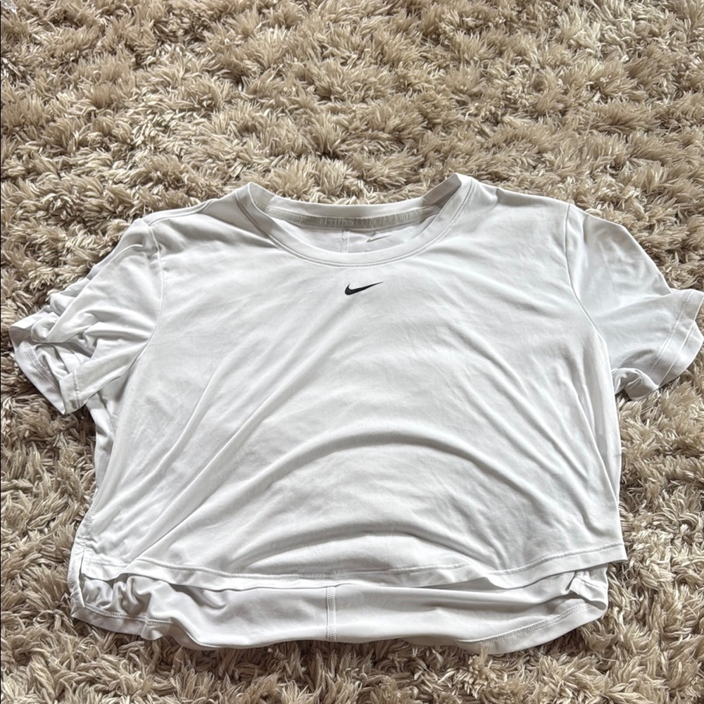 Nike White Gray Polo Crop T-Shirt